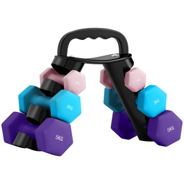 Dumbbell set, 6 pcs. with stand