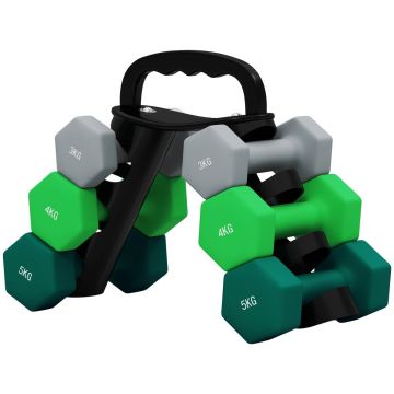 Dumbbell set, 6 pcs. with stand