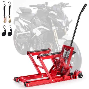 Podnośnik motocyklowy hydrauliczny VEVOR ZX0901-3C, 4 koła, 104,5 × 36 × 74,5 cm