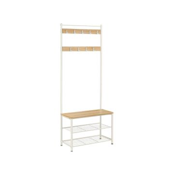 Clothes rack with shoe shelf, white