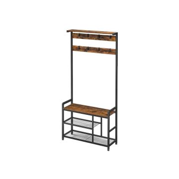 Outerwear rack and shoe bench HSR088B01, brown/black