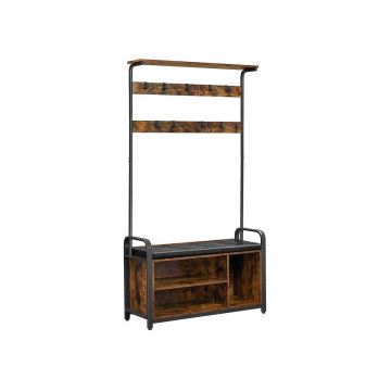 Outerwear rack and shoe bench HSR099B01, brown/black