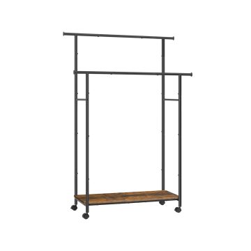 Clothes rack on wheels 139.6x98.5x156.8cm., brown/black