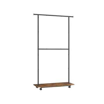 Clothes rack on wheels 35x98.5x180.3cm., brown/black