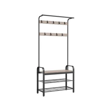 Outerwear rack and shoe bench HSR400B02, gray/black