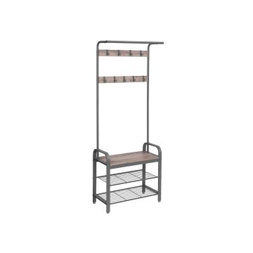 Outerwear rack and shoe bench HSR40MG, gray/black