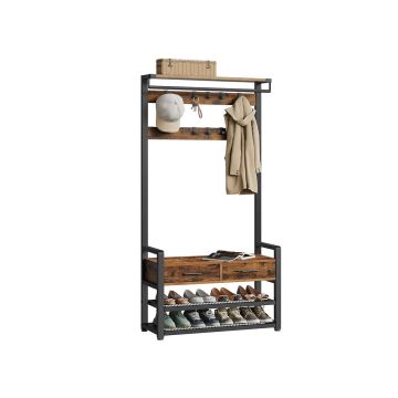 Wieszak na ubrania z ławką na buty 30x80,4x181,6cm, czarno-brązowy
