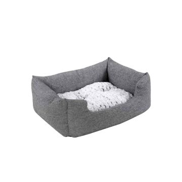 Dog bed with reversible cushion 80 cm., gray