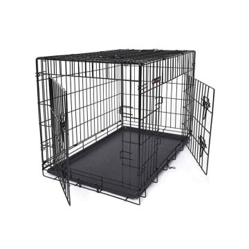 Metalowa klatka dla psa dwudrzwiowa 106 x 77,5 x 70 cm, rozmiar XXL, kolor czarny