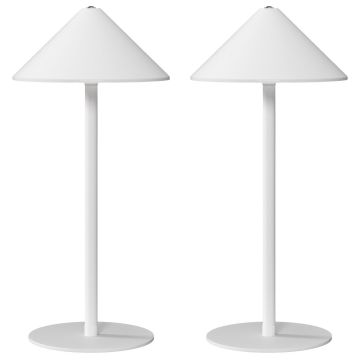 Rechargeable LED table lamp, set of 2, White, Ø15 × 31.5 cm