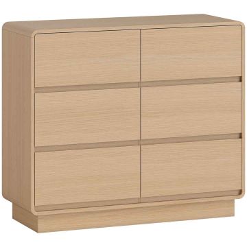 Komoda z 6 szufladami, naturalny odcień drewna, 100x38 cm