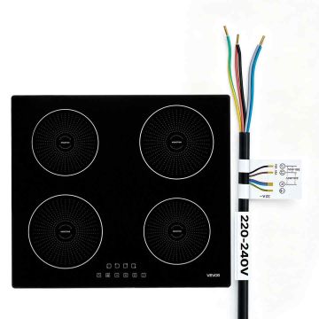 Płyta indukcyjna VEVOR SK-70IHB4T1P-S, 4 pola grzewcze, 59 × 5,5 × 52 cm