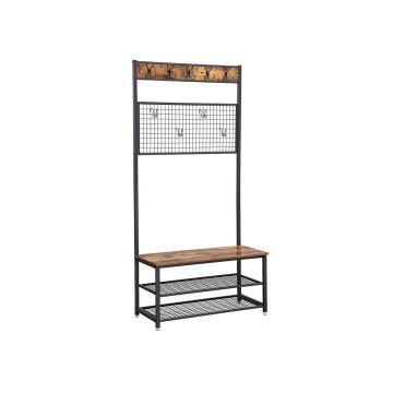 Outerwear rack and shoe bench HSR46BX, brown/black