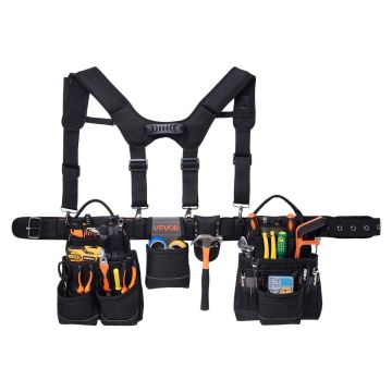 Pas narzędziowy VEVOR DWSS2503, 19 kieszeni, 142 × 77 × 11,5 cm