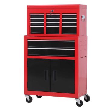 Tool trolley, 6 drawers, Red, 61.6 × 33 × 108 cm