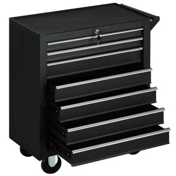 Tool trolley, 7 drawers, Black, 69 × 33 × 75 cm