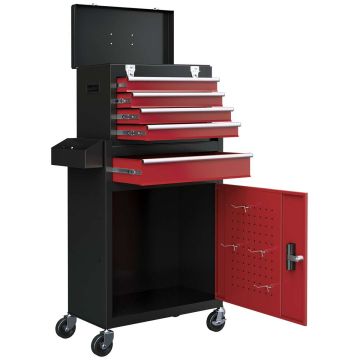 Tool trolley Homcom 60x28x102cm., black/red