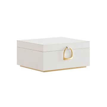 Szkatułka na biżuterię 20,5x24x11cm, biało-beżowa