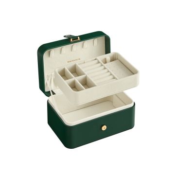 Watch box 11x16x8cm., dark green/beige