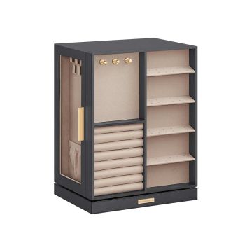 Jewelry box 16x22.2x28.5cm., dark gray/beige