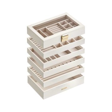 Jewelry box 17x28x25.3cm., white/beige