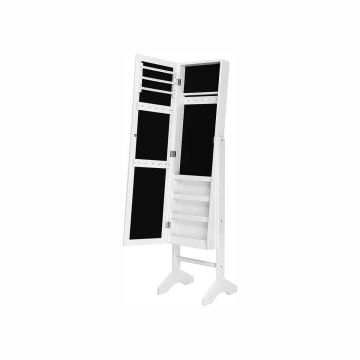 Freestanding jewelry cabinet with mirror JBC77W, white