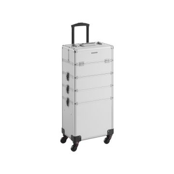 4-in-1 Cosmetic case on wheels, silver