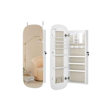 Wall-mounted jewelry cabinet with mirror 10x42x108cm., white