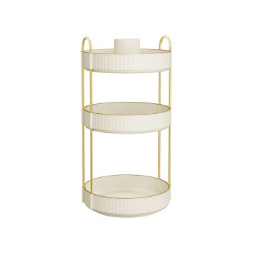 Cosmetic organizer 23x23x46cm., white/gold color