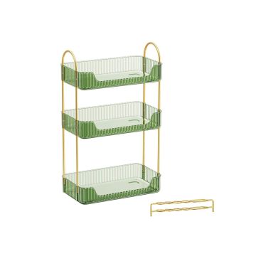 Cosmetic organizer 30.5x16.8x48cm., green/gold color
