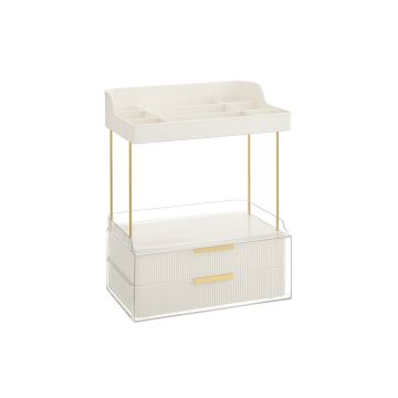 Makeup organizer with drawers 20x32x39.1cm., white/gold color