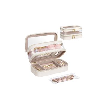 Jewelry case 22x12x12cm., white/gold/cream color