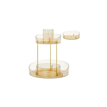Transparent cosmetic organizer 25.2x25.2x29cm., gold color