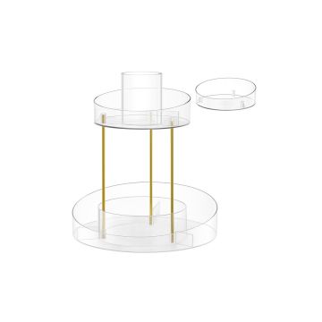 Transparent cosmetic organizer 25.2x25.2x29cm., gold color
