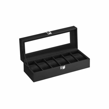 Watch box for 6 watches, black