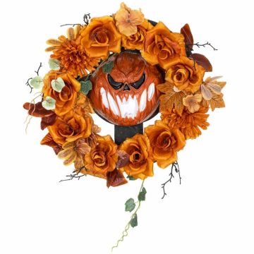 Wiszący wieniec halloweenowy, 44 diody LED, 44 × 44 × 9 cm