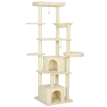 Drapak dla kota, 2 legowiska, 2 kryjówki, 5 platform, 59 × 200 × 59 cm