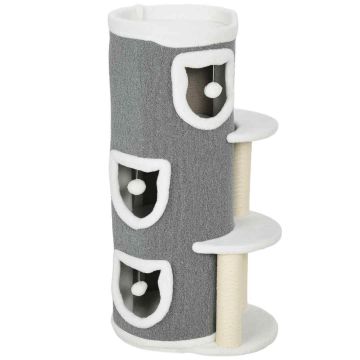 Drapak dla kota, 3 poziomy, 3 miejsca do odpoczynku, szary, 50 × 101 × 36 cm