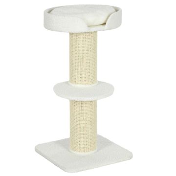 Drapak dla kota z wełną jagnięcą, 91 cm, kremowo-biały