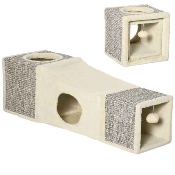 Cat scratching tunnel Pawhut 98x30x30cm., beige