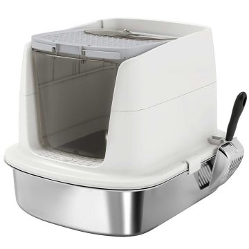 Cat litter box, closed, white, 52.4 × 41.3 × 39.8 cm