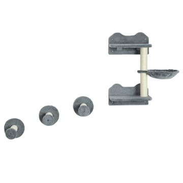 PawHut 4-piece cat climbing wall set, grey/beige