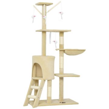 Drapak dla kota, 4 zabawki, piasek, 60 × 134 × 35 cm