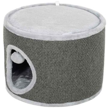 Domek dla kota PawHut 40x40x30cm, kolor szaro-kremowy