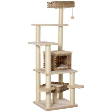 Cat house PawHut 55x55x174cm., cream/light brown