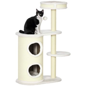 Cat house PawHut 59x35x100cm., cream/white