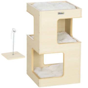 Cat house PawHut 34x34x60cm., light brown/white