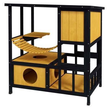 Cat house PawHut 84.5x60x88cm., light brown/black
