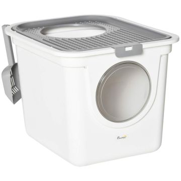 Cat litter box PawHut 44x55x39cm., white/gray