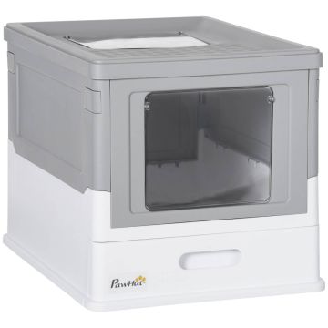Cat litter box PawHut 47.5x35.5x36.7cm., white/gray